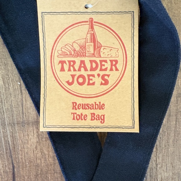 NWT! Trader Joe's Cream and Navy Blue Tote Bag - Picture 5 of 8